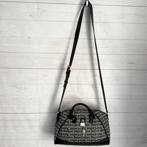 Juicy Couture Black & Gray Eastside Westside Satchel Bag Vegan Leather - Picture 2 of 11